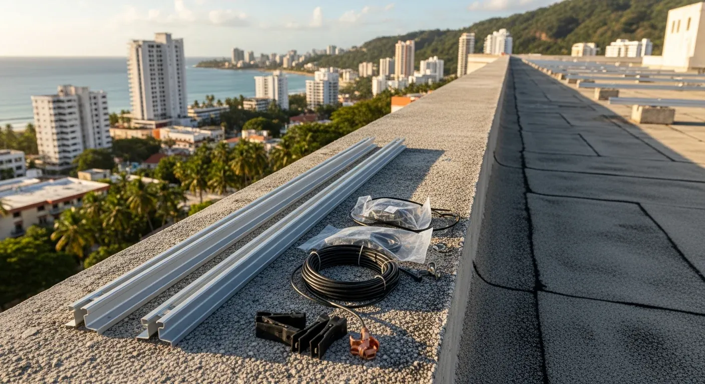 San Juan, Puerto Rico skyline with tropical vegetation and coastal views