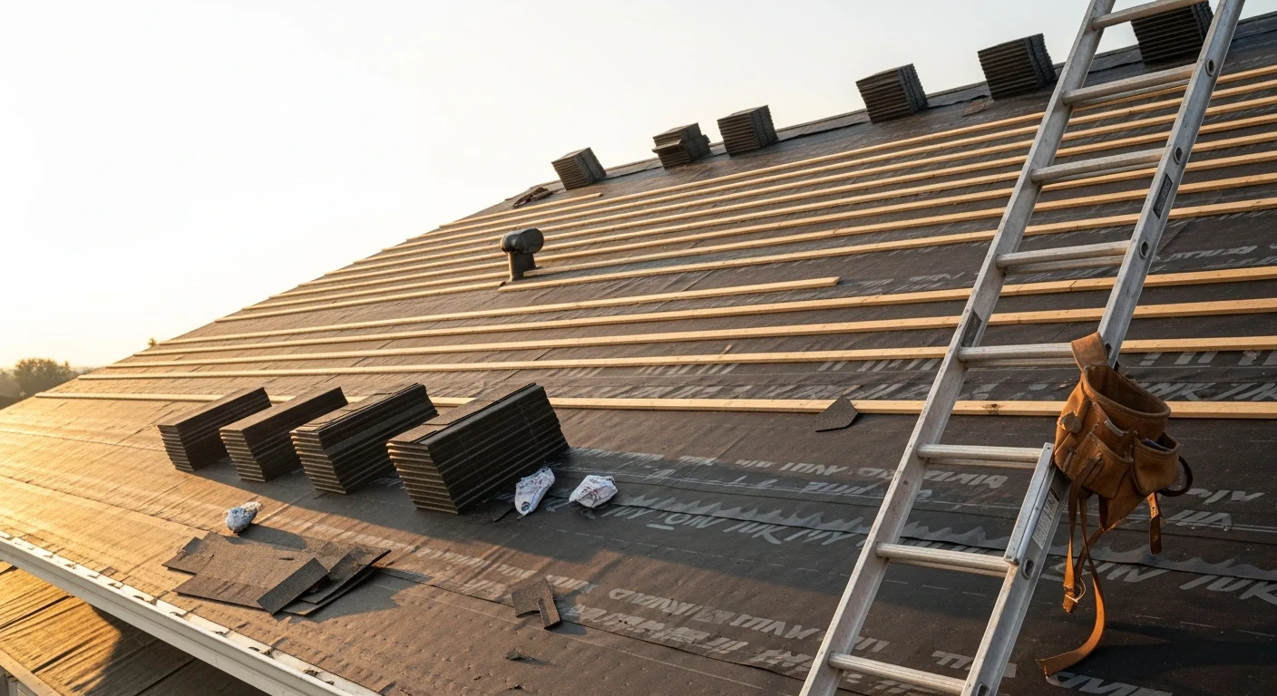 A completed residential roof installation by Nespola Solar Solutions, showing new roofing material, clean ridge lines, and properly sealed flashing on a single-family home. The roof is prepared and structurally ready for solar panel installation.