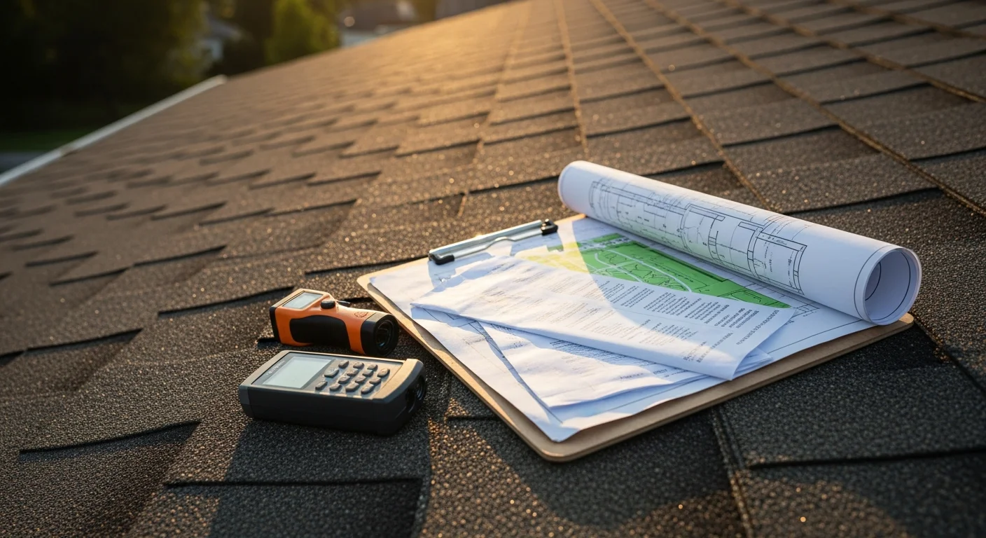A Nespola Solar Solutions consultant reviewing a custom solar system proposal with a homeowner at a residential property. The image shows a roof assessment diagram and energy usage data on a tablet during an in-person solar energy consultation.